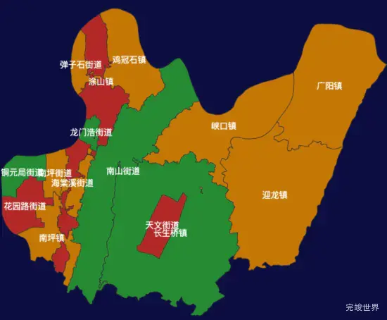 echarts重庆市南岸区地图渲染效果实例